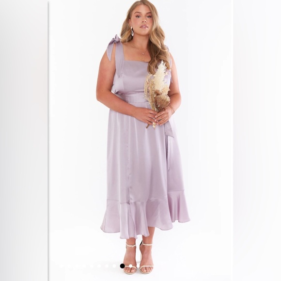 NWOT Show Me Your Mumu Claire Midi Dress in Dusty Purple Luxe Satin Size XXL - Picture 1 of 7